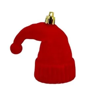 917479 ENFEITE GORRO VERMELHO C/GLITTER LUXO 7,5CM C/01