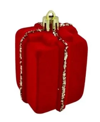 917480 ENFEITE PRESENTE VERMELHO LUXO 7CM C/01