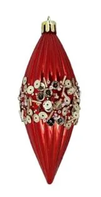 917482 ENFEITE GOTA VERMELHA LUXO 12CM C/01
