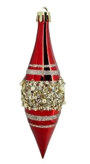 917484 ENFEITE GOTA VERMELHA LUXO 14CM C/01