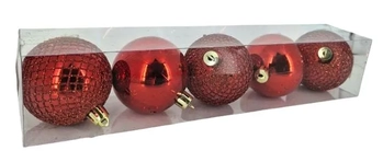 917465 BOLA DECORADA VERMELHA 6CM C/5 PECAS