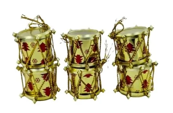 917504 ENFEITE TAMBOR DOURADO/PRATA 4CM C/6