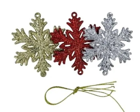 917507 ENFEITE FLOCO DE NEVE C/GLITTER 6.5CM C/03