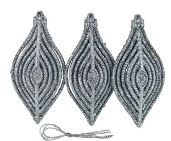 917511 ENFEITE GOTA PRATA C/GLITTER 12CM C/03