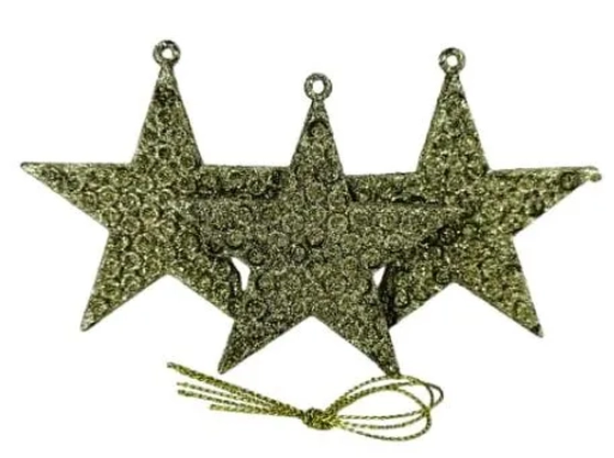 917512 ENFEITE ESTRELA DOURADA 7CM C/03