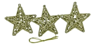 917522 ENFEITE ESTRELA DOURADO C/GLITTER 8CM C/3
