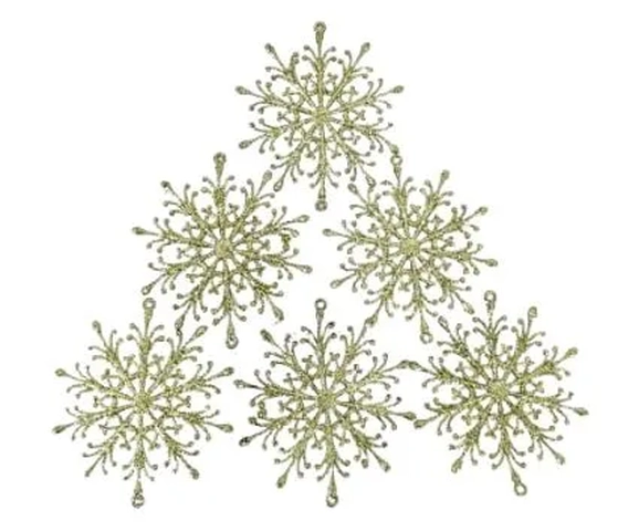 917526 ENFEITE FLOCO DE NEVE DOURADO 9CM C/06