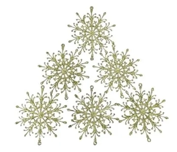 917526 ENFEITE FLOCO DE NEVE DOURADO 9CM C/06