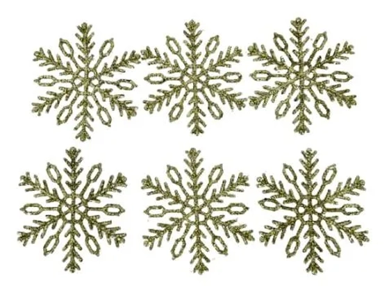 917527 ENFEITE FLOCO DE NEVE DOURADO 7CM C/06