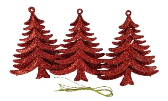 917514 ENFEITE ARVORE VERMELHA 9CM C/03