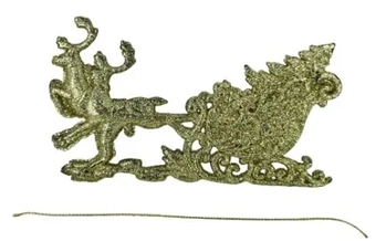 917516 ENFEITE RENA C/TRENO DOURADO 14.5X7.5CM C/01