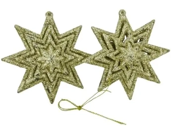 917518 ENFEITE ESTRELA DOURADO C/GLITTER 10.5CM C/2