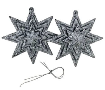 917519 ENFEITE ESTRELA PRATA C/GLITTER 10.5CM C/2
