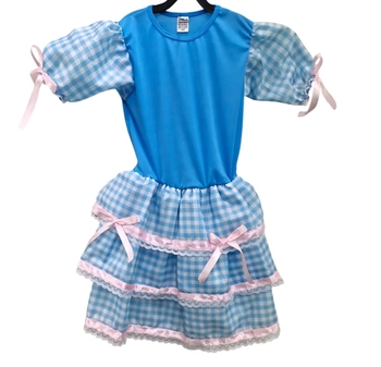 114/GG VESTIDO INFANTIL JUNINO XADREZ AZUL