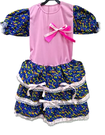 116/GG VESTIDO INFANTIL JUNINO AZUL