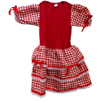 118/GG VESTIDO INFANTIL JUNINO XADREZ VERMELHO
