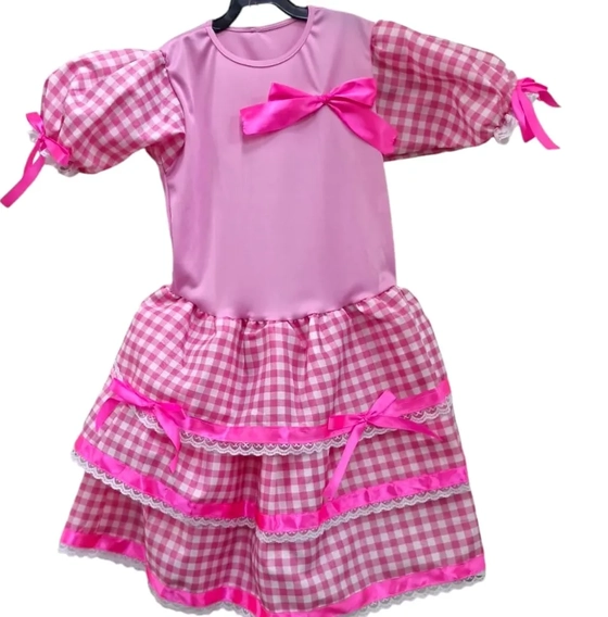 120/GG VESTIDO INFANTIL JUNINO ROSA