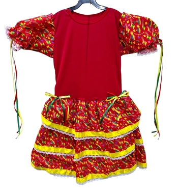 121/GG VESTIDO INFANTIL JUNINO VERMELHO