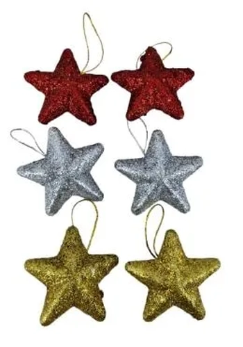 918202 ENFEITE ESTRELA C/ GLITTER 5.5CM C/06