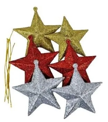 918203 ENFEITE ESTRELA C/ GLITTER 7CM C/06