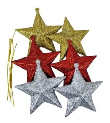 918206 ENFEITE ESTRELA C/ GLITTER 9CM C/06