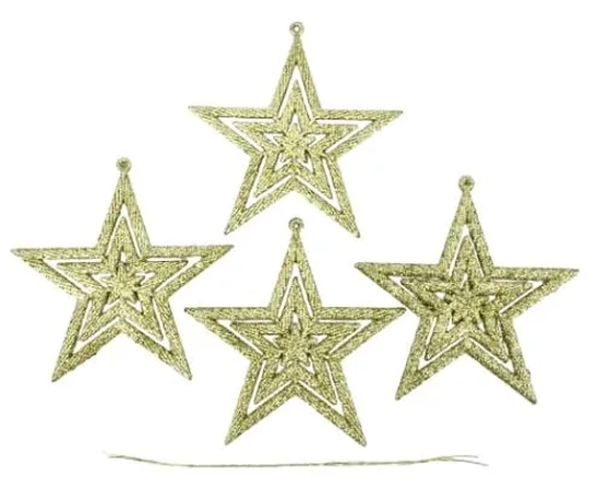 918210 ENFEITE ESTRELA C/ GLITTER 10CM C/04