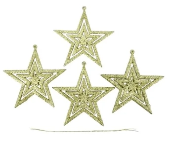 918210 ENFEITE ESTRELA C/ GLITTER 10CM C/04