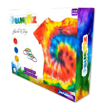 BRI0305 EUQFIZ TIE DYE - KIT C/CAMISETA P/PINTAR INFANTIL PP