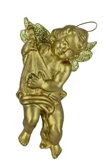 918233 ENFEITE ANJO DOURADO C/GLITTER 14.5CM C/01