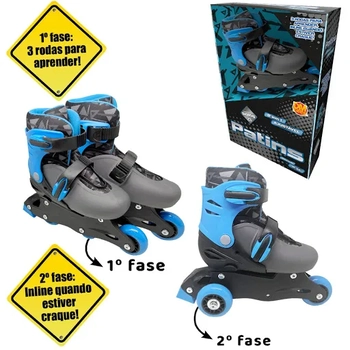 DMR5873 PATINS INLINE 2 EM 1 AJUSTAVEL AZ/PR 31/34