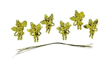 918226 ENFEITE  ANJO DOURADO C/ INSTRUMENTO 4.5CM C/6