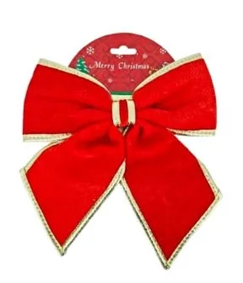 918318 ENFEITE LAÇO VERMELHO C/DOURADO 21CM