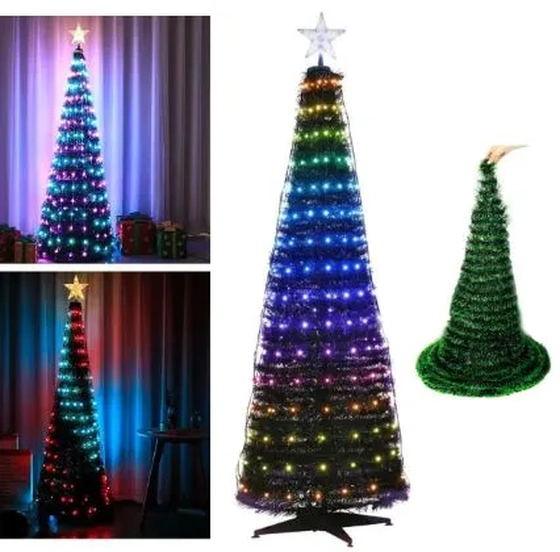 918380 ARVORE DE NATAL RETRATIL DOBRAVEL 150CM C/80 LEDS