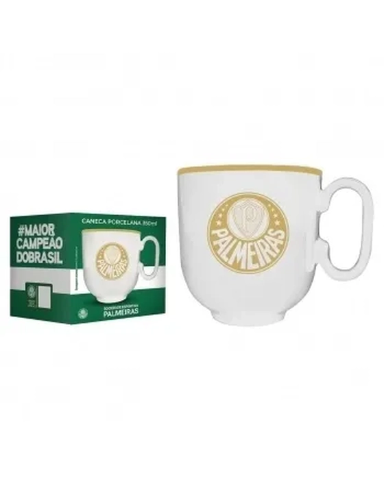 401938 CANECA PORCELANA BRANCA 350ML  PALMEIRAS-LICENCIADO