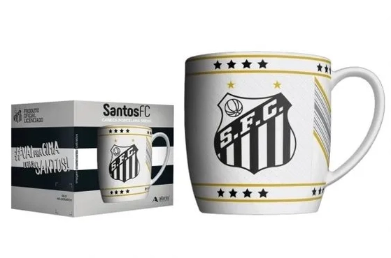 441137 CANECA PORCELANA URBAN 360ML SANTOS -LICENCIADO
