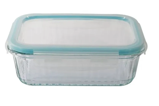 BV5202 VD POTE DE VIDRO CANELADO RETANGULAR 640ML - AZUL