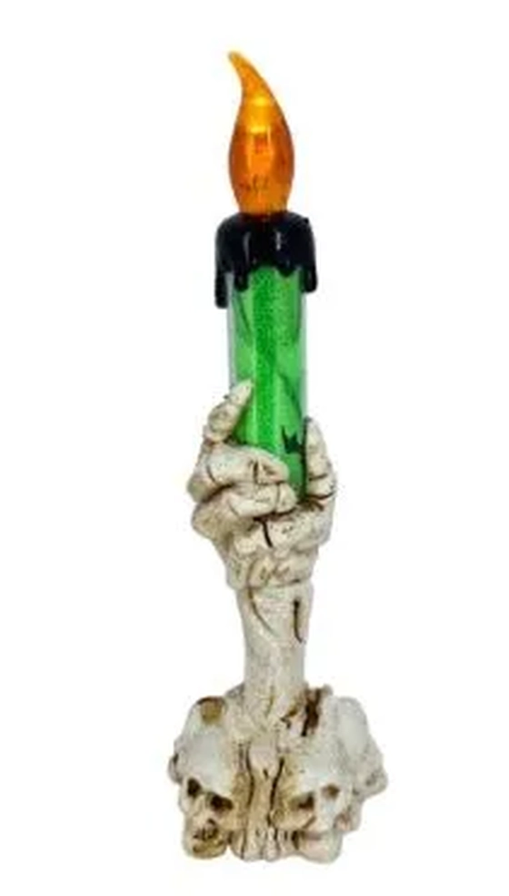 919852 CASTICAL MAO ESQUELETO C/VELA 15X4X4CM