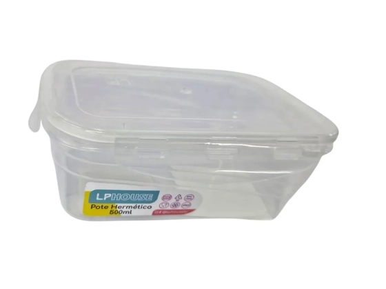 8100BR POTE HERMETICO RETANGULAR 500ML - BRANCO