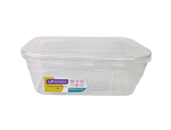 8102BR POTE HERMETICO RETANGULAR 1500ML - BRANCO