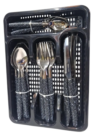 307972 CJTO DE TALHERES CAPRESE GRANITO PRETO 25PCS