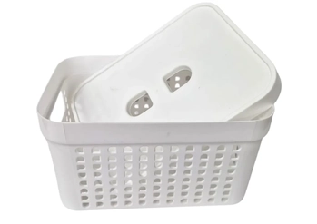 8503BR CESTO ORGANIZADOR C/ TAMPA 18,5X13,5X 9,4CM BRANCA