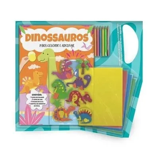 81326 DINOSSAUROS - LAPIS DE COR COM ADESIVOS