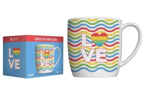 401170 CANECA PORCELANA 360 ML CORES NA LUVA - LOVE
