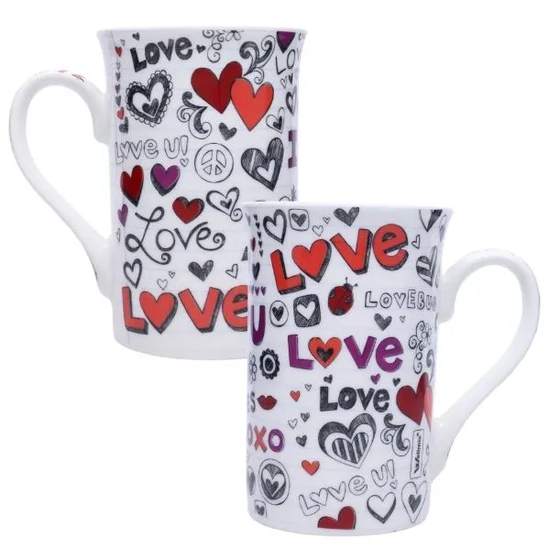 6884 CANECA CERAMICA MUDDY LOVE KISS CADERNO 300ML