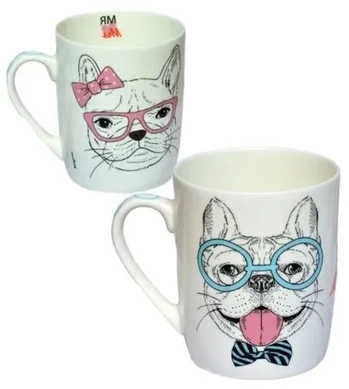 WX6183 CANECA CERAMICA ORCHID PETS MR E MRS 400ML