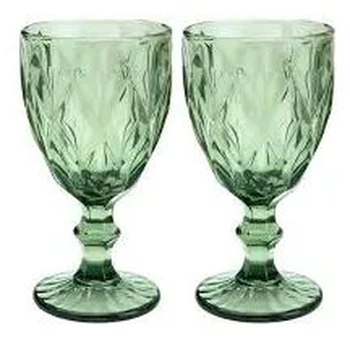 WG18406 CJ 2 TACAS VIDRO DIAMOND VERDE 325ML