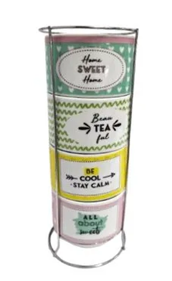 WX13909 CJ 4 XICARAS CERAMICA C/SUPORTE SWEET 160ML