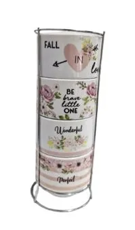 WX13911 CJ 4 XICARAS CERAMICA C/SUPORTE SPRING  160ML