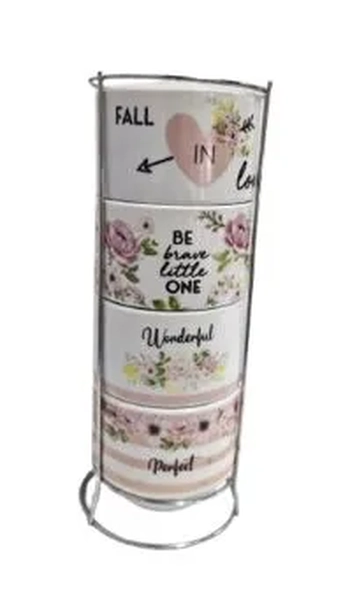 WX13911 CJ 4 XICARAS CERAMICA C/SUPORTE SPRING  160ML