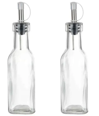 UCO682 GALHETEITO C/2 PCS VIDRO INOX 500ML